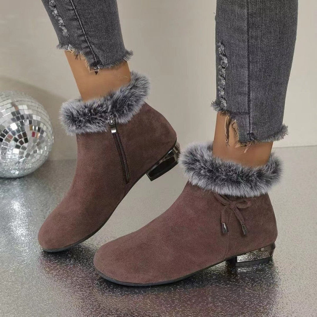 Luisa | Bottines en daim pour femmes avec doublure et finition en fausse fourrure