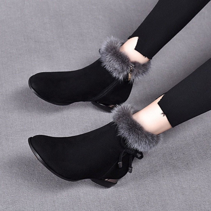 Luisa | Bottines en daim pour femmes avec doublure et finition en fausse fourrure