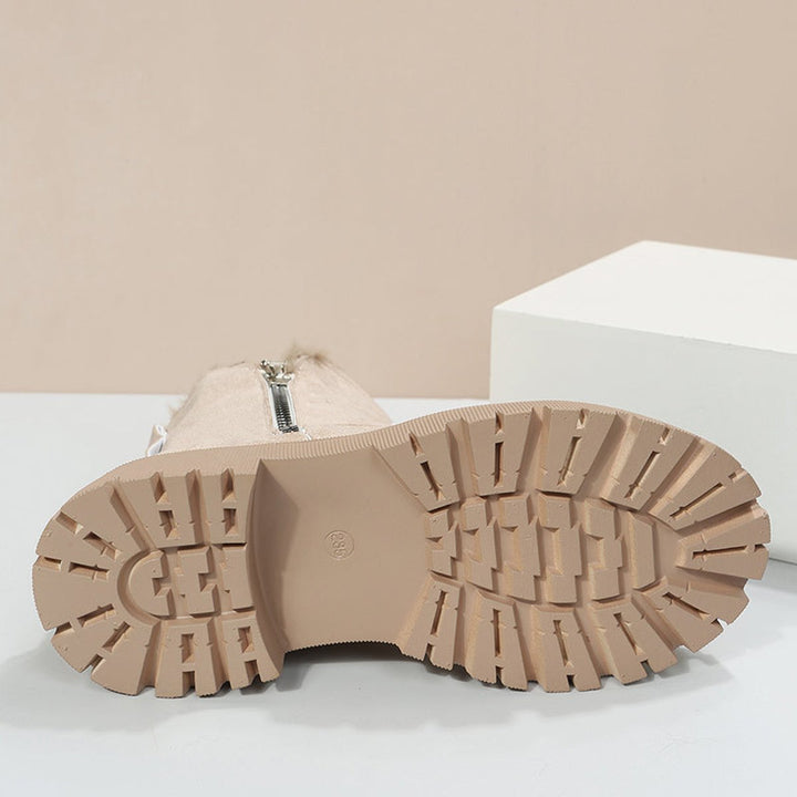 Greta | Bottines Femme en Suède Doublées à Enfiler avec Semelle Épaisse