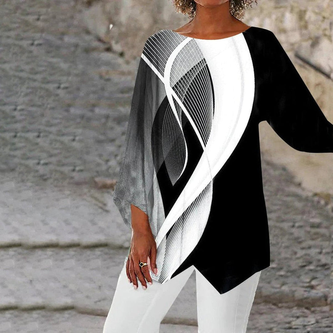 Johanna | Tunique géométrique à manches longues pour femmes avec ourlet asymétrique