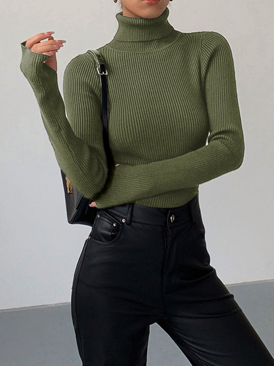 Marie | Pull en maille côtelée à col roulé pour femmes