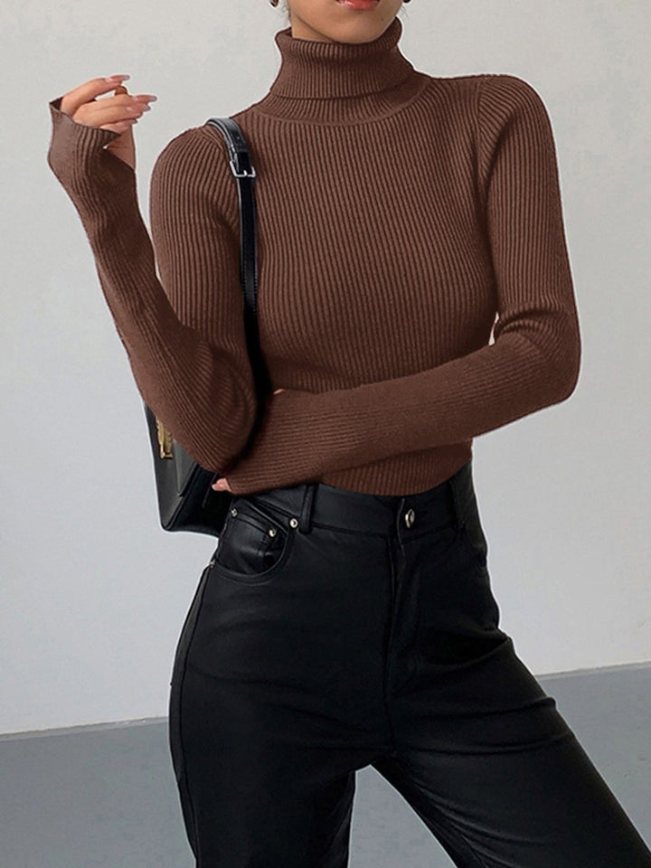 Marie | Pull en maille côtelée à col roulé pour femmes