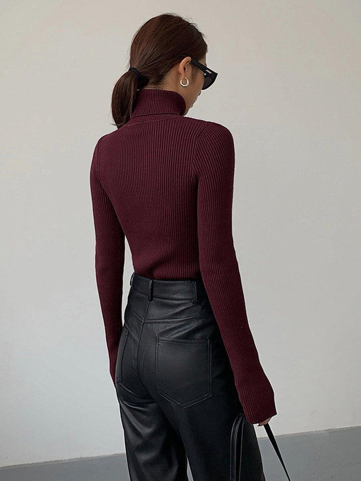 Marie | Pull en maille côtelée à col roulé pour femmes
