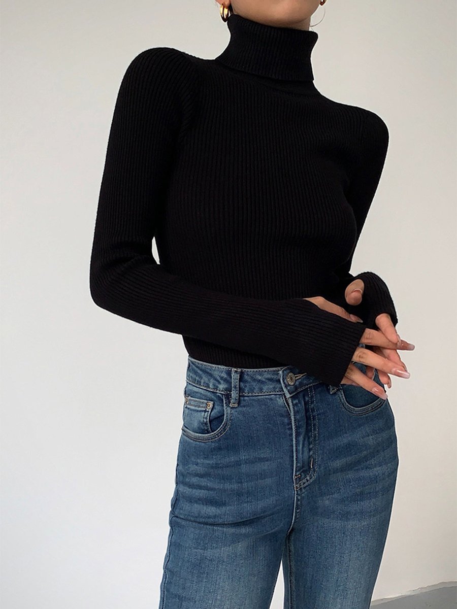 Marie | Pull en maille côtelée à col roulé pour femmes