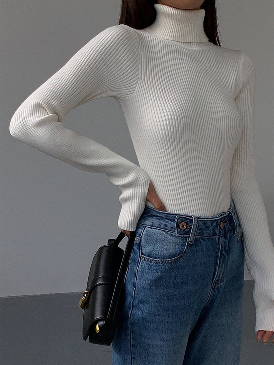 Marie | Pull en maille côtelée à col roulé pour femmes
