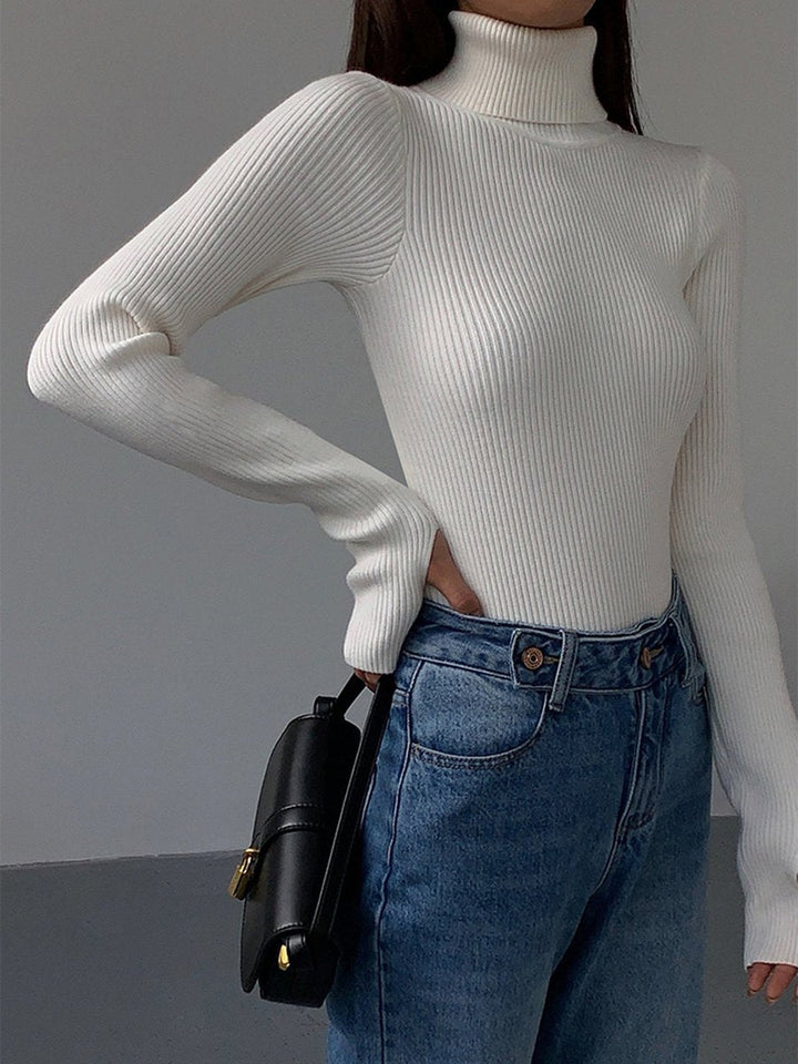 Marie | Pull en maille côtelée à col roulé pour femmes