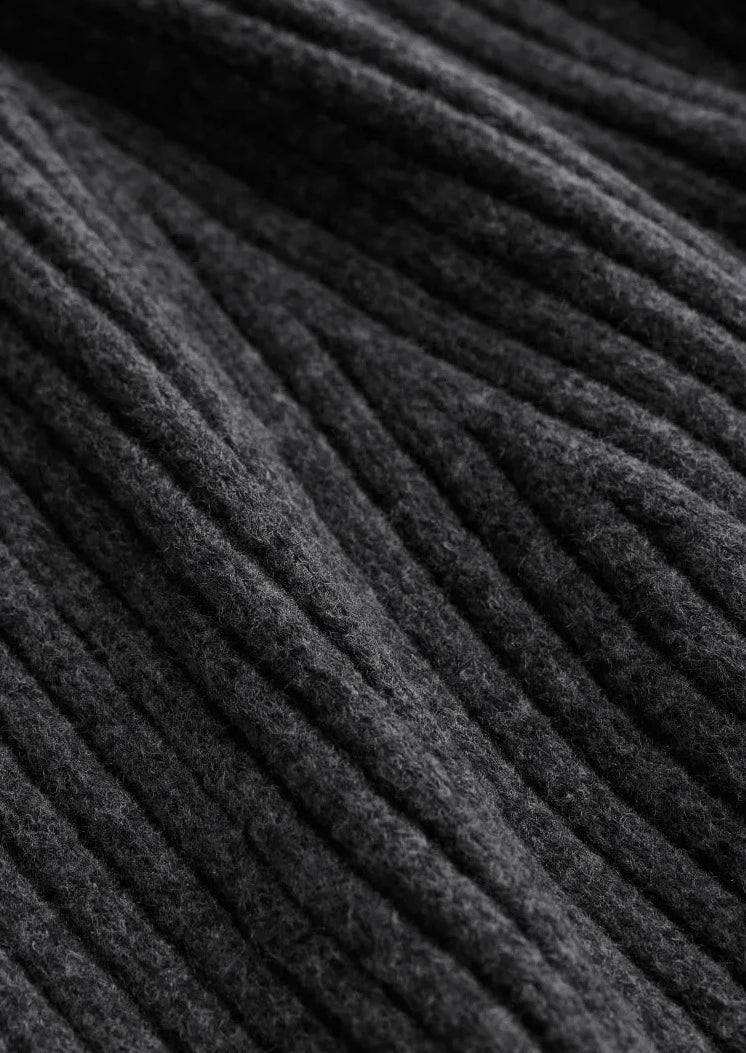Robe en tricot côtelé pour femmes avec col rond et manches longues