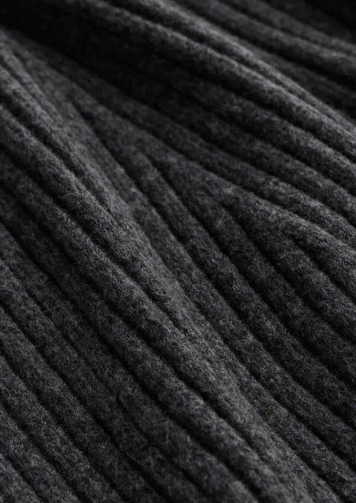 Robe en tricot côtelé pour femmes avec col rond et manches longues