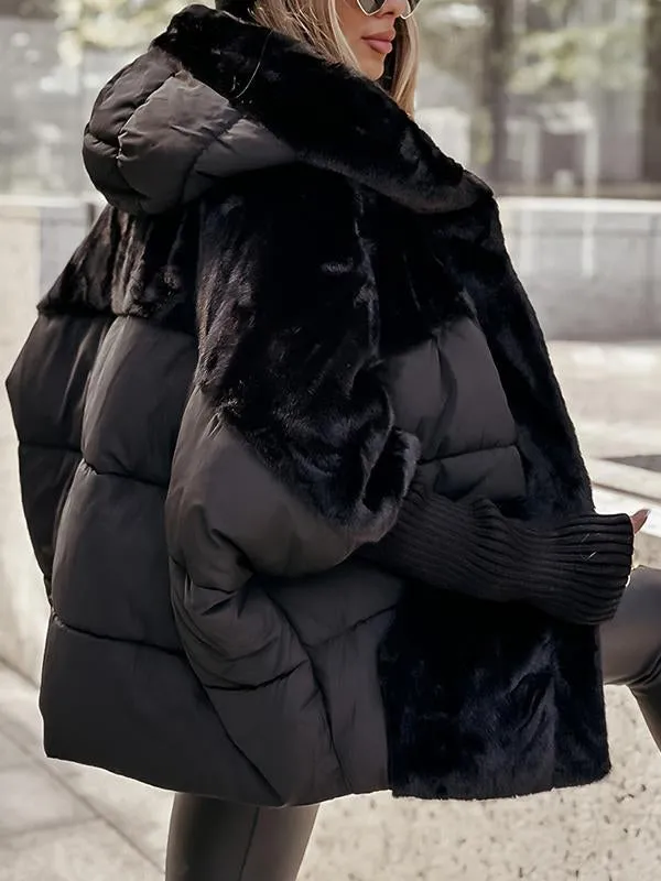 Veste d'hiver matelassée pour femmes avec capuche et inserts en peluche