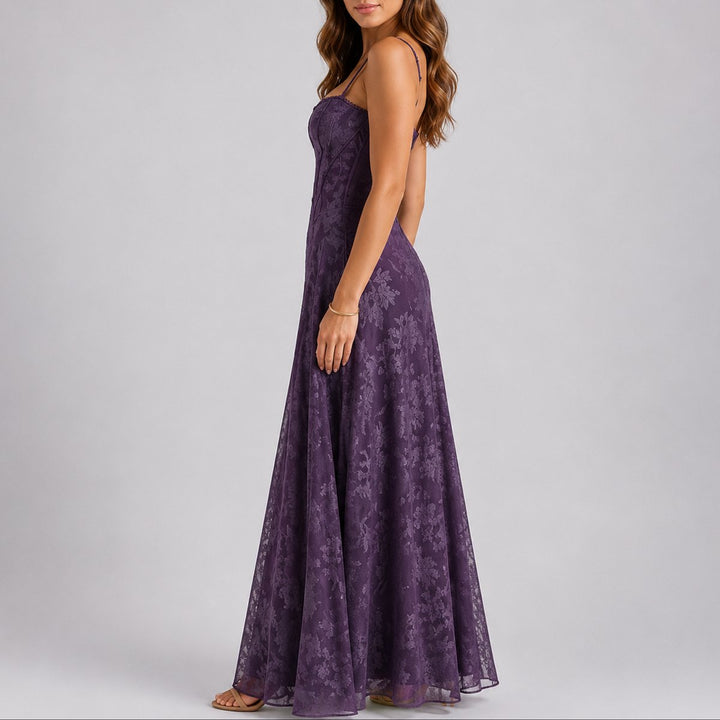 Marlene | Robe Maxi Fleurs Corset à Bretelles pour Femmes Invitées de Mariage Automne