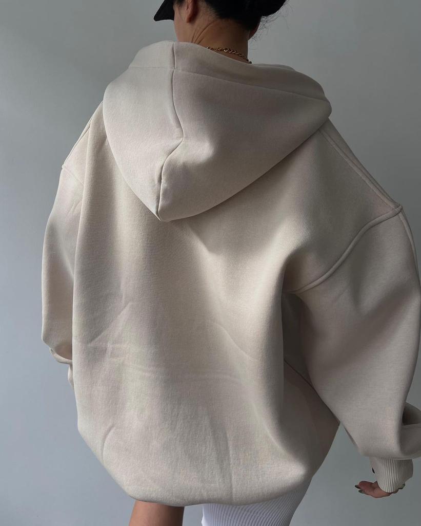 Hoodie pour femmes avec capuche, décolleté en V, col polo et poignets