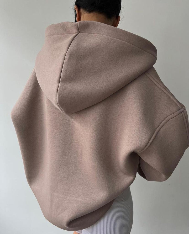 Hoodie pour femmes avec capuche, décolleté en V, col polo et poignets