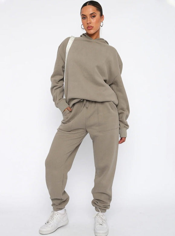 Ensemble de jogging pour femmes avec hoodie à capuche, cordon de serrage et pantalon droit