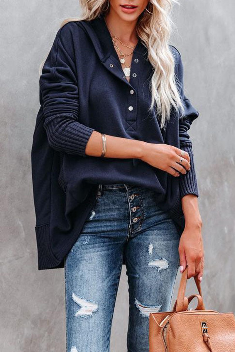 Frieda | Tunique à Capuche Femme Manches Longues Oversized Hoodie Pullover