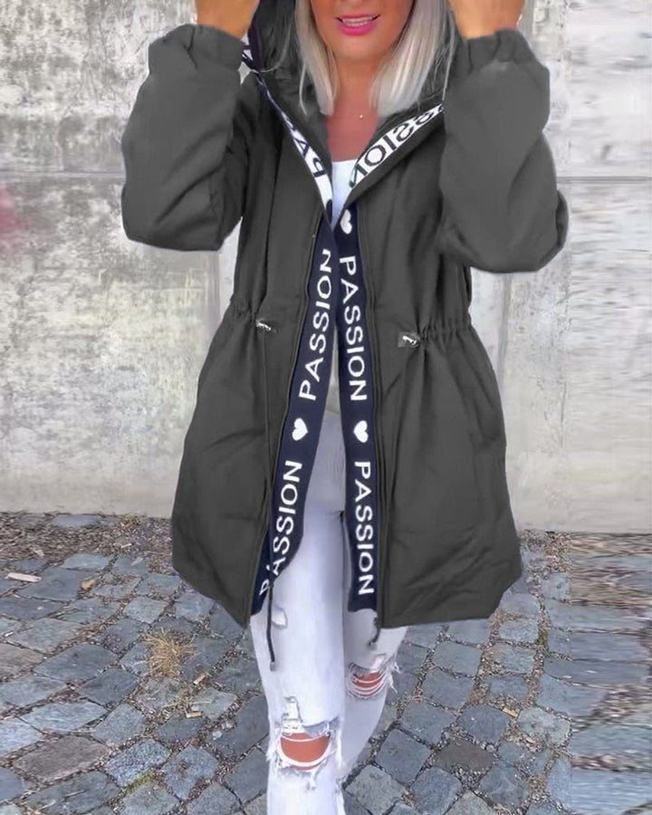 Johanna | Manteau à capuche pour femmes - Manteau décontracté mi-long avec cordon de serrage