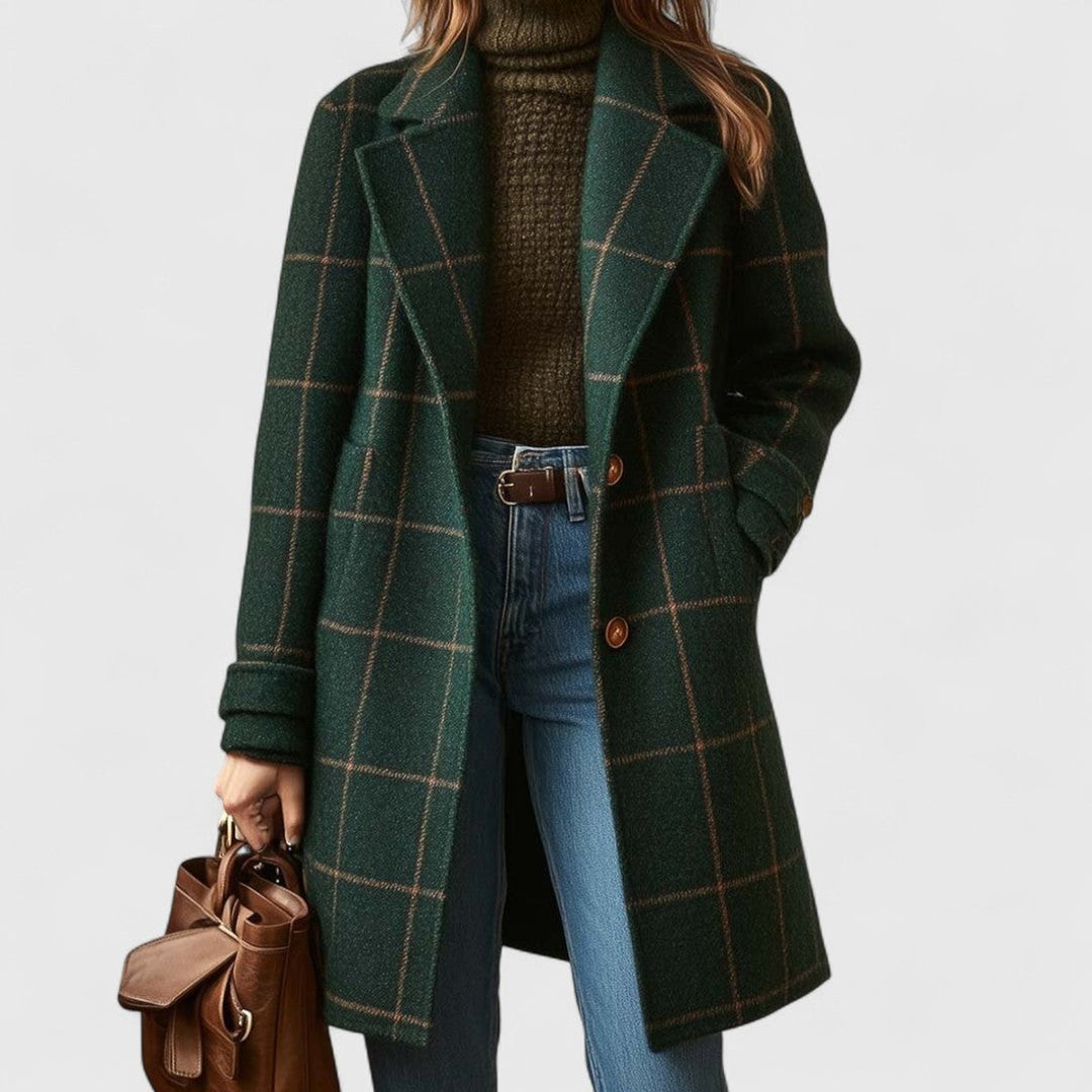 Emilia | Manteau Élégant Femme à Carreaux Classique en Laine