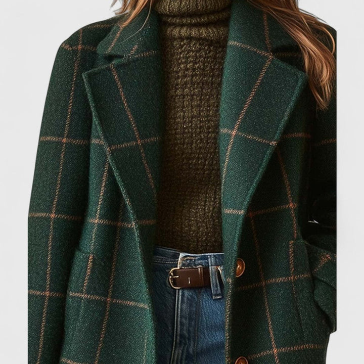 Emilia | Manteau Élégant Femme à Carreaux Classique en Laine