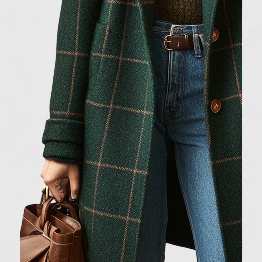 Emilia | Manteau Élégant Femme à Carreaux Classique en Laine
