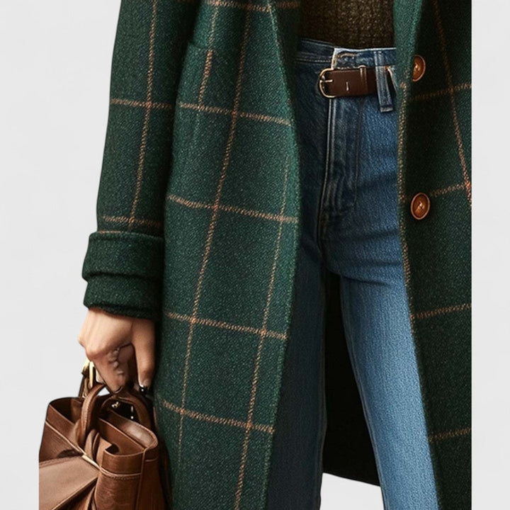 Emilia | Manteau Élégant à Carreaux pour Femmes, Manteau Classique en Laine