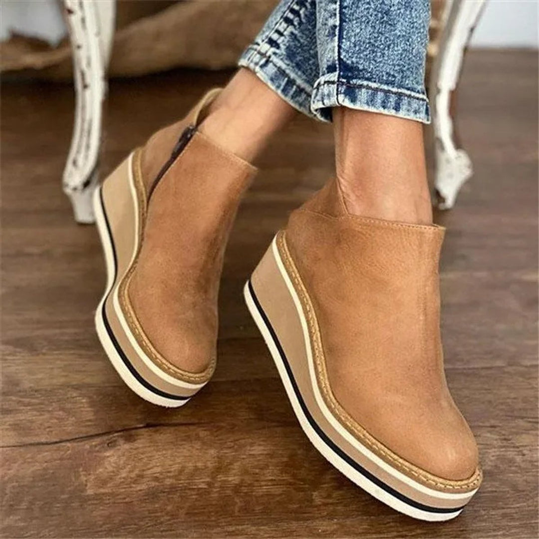 Charlotte | Bottines à talon compensé pour femmes avec plateforme et fermeture éclair