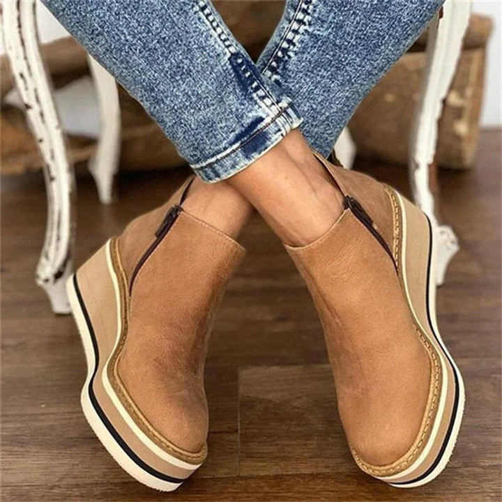 Charlotte | Bottines à talon compensé pour femmes avec plateforme et fermeture éclair