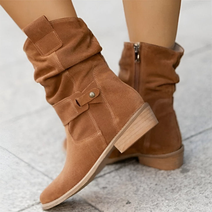 Frieda | Bottes Montantes pour Femmes en Similicuir Suédé, Bottes à Talon Bloc