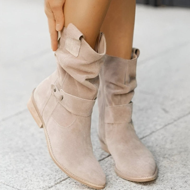 Frieda | Bottes Hautes Femme en Similicuir Suédé à Talon Bloc