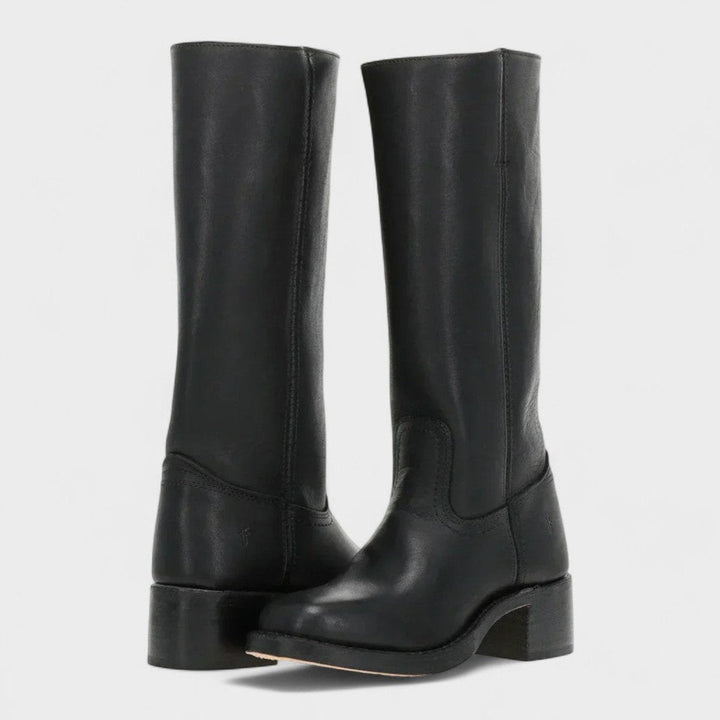 Mia | Bottes en cuir pour femmes, hauteur genou, au style western classique