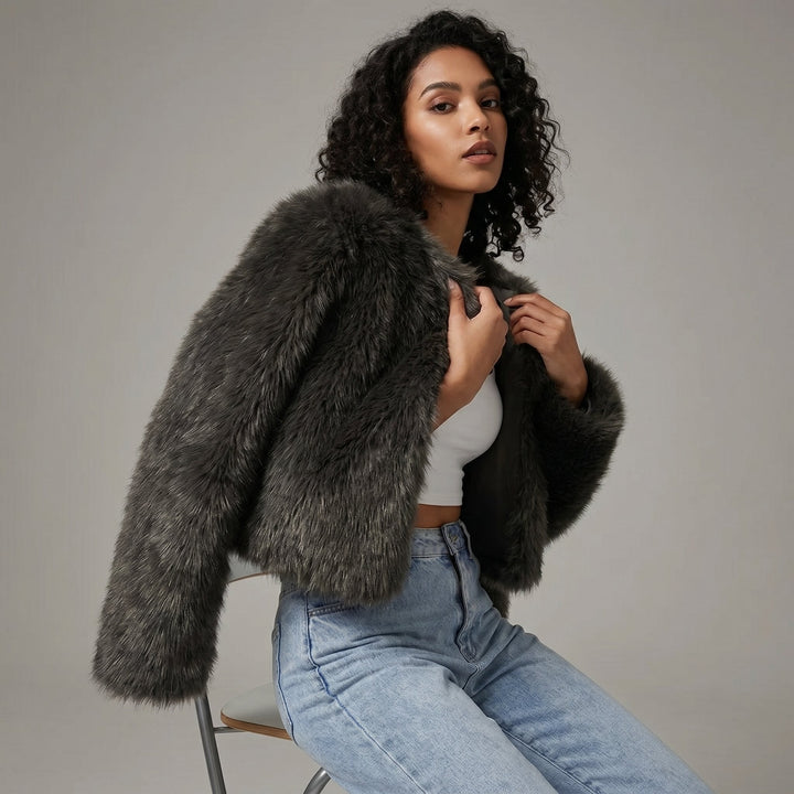 Lena | Veste Cardigan en Fausse Fourrure Courte pour Femmes