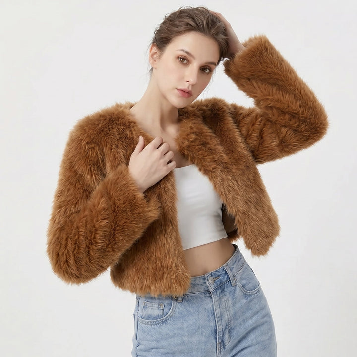 Lena | Veste Cardigan en Fausse Fourrure Courte pour Femmes
