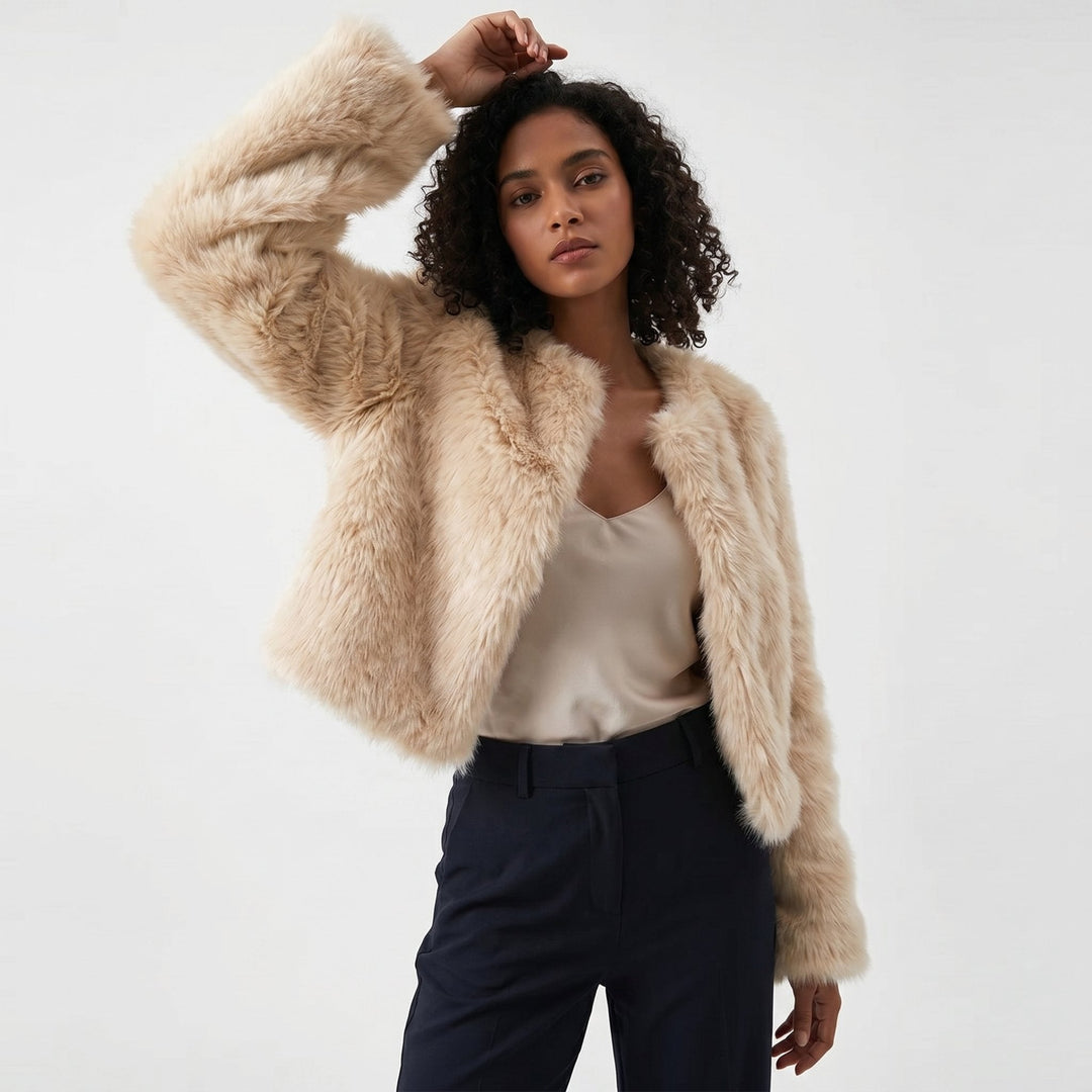 Lena | Veste Cardigan en Fausse Fourrure Courte pour Femmes