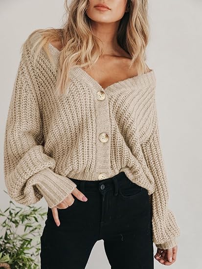 Gilet court pour femmes avec décolleté en V, patte de boutonnage et manches longues