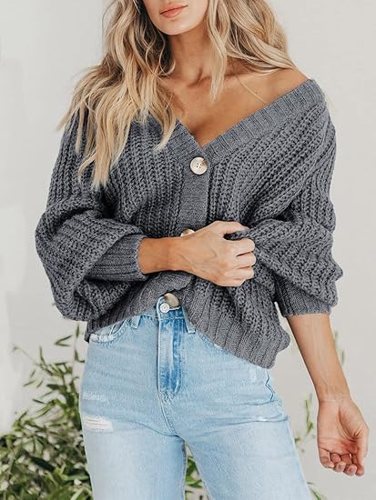 Gilet court pour femmes avec décolleté en V, patte de boutonnage et manches longues