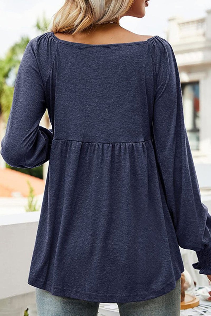 Mia | Tunique Babydoll à manches longues pour femmes avec décolleté en V et taille froncée
