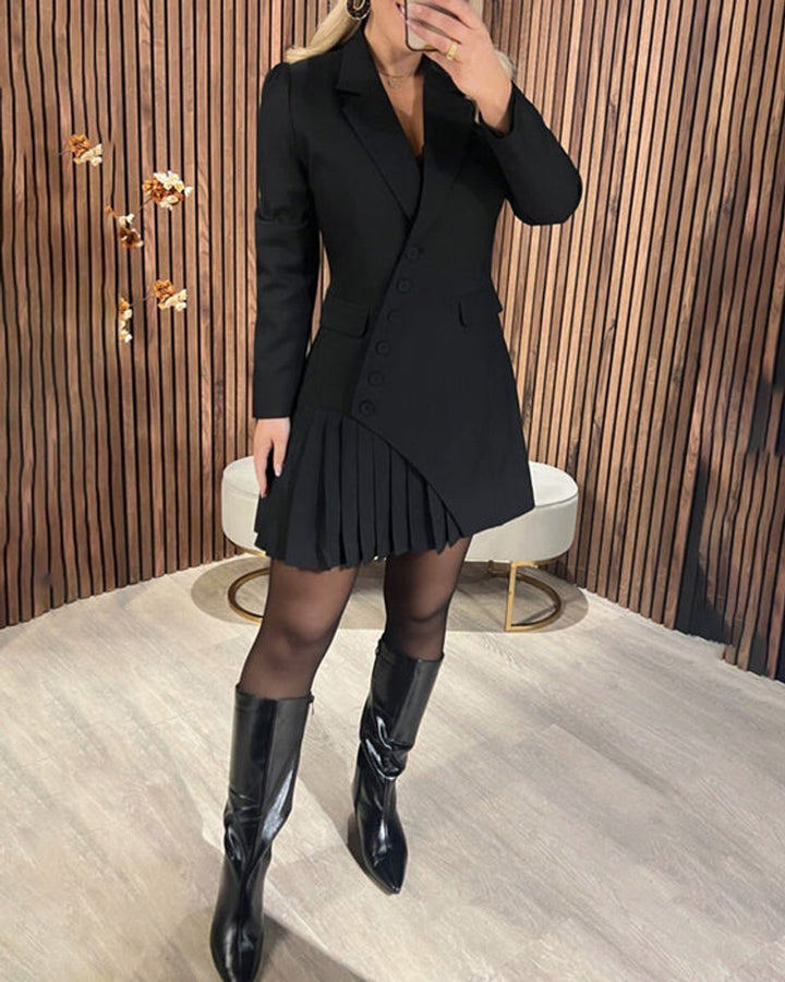 Katharina | Robe blazer à manches longues pour femmes avec jupe plissée élégante