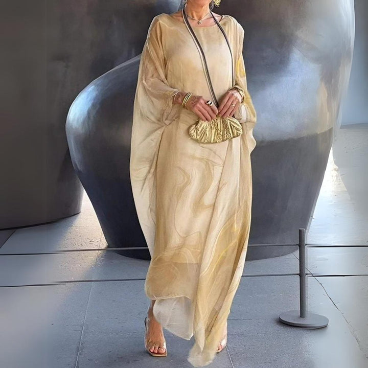 Sophie | Robe Maxi Longue à Manches Longues pour Femmes, Robe de Soirée à Encolure Ronde