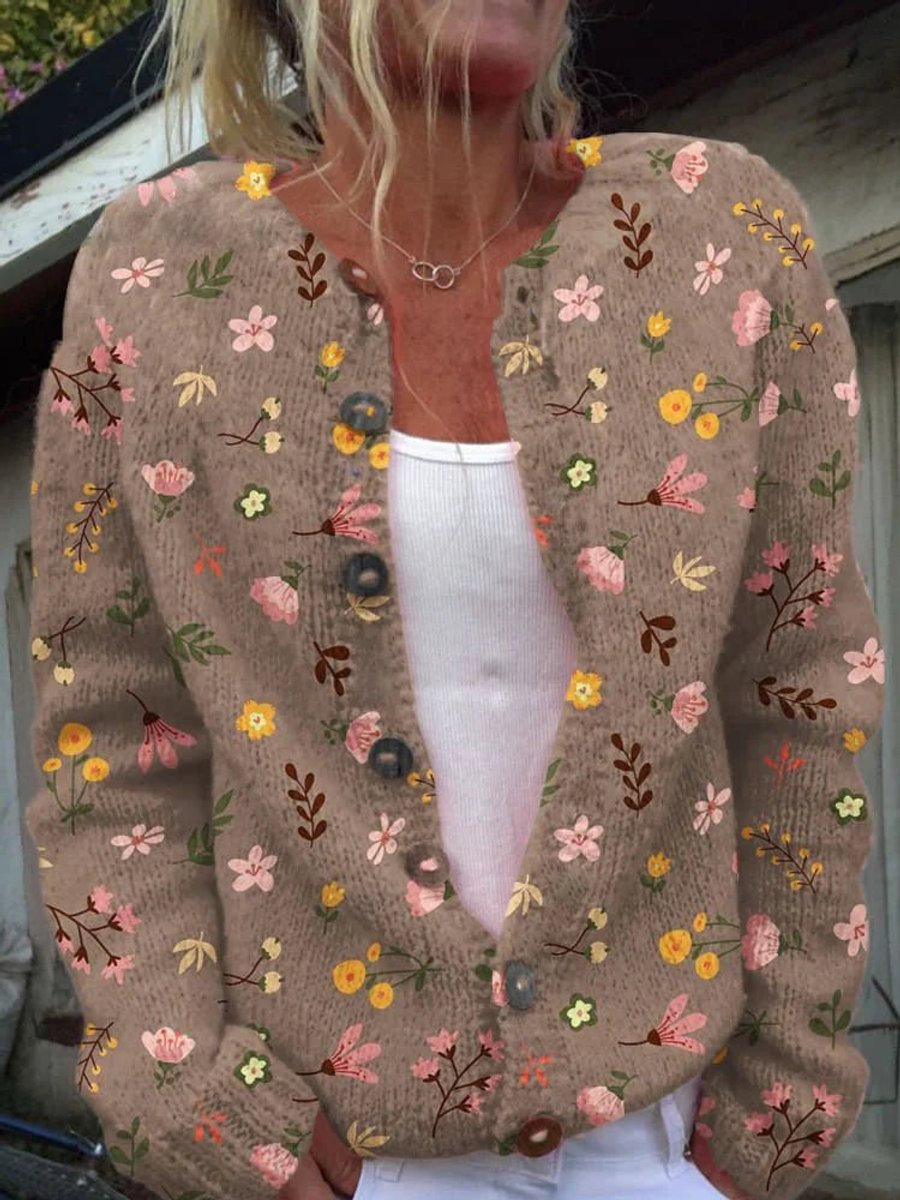 Charlotte | Cardigan long à manches longues pour femmes avec motif floral
