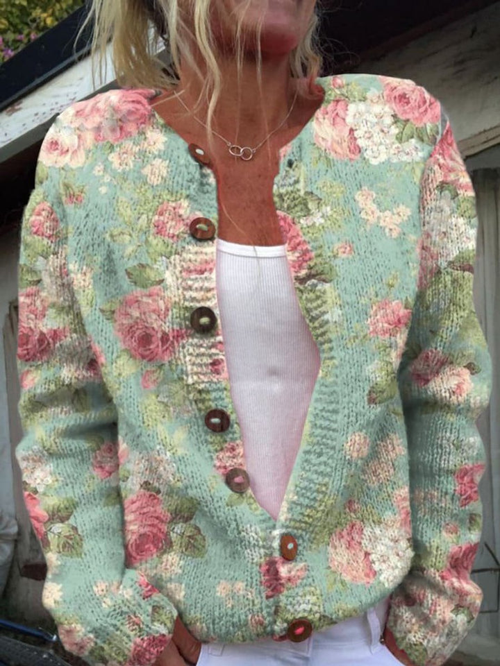 Charlotte | Cardigan long à manches longues pour femmes avec motif floral