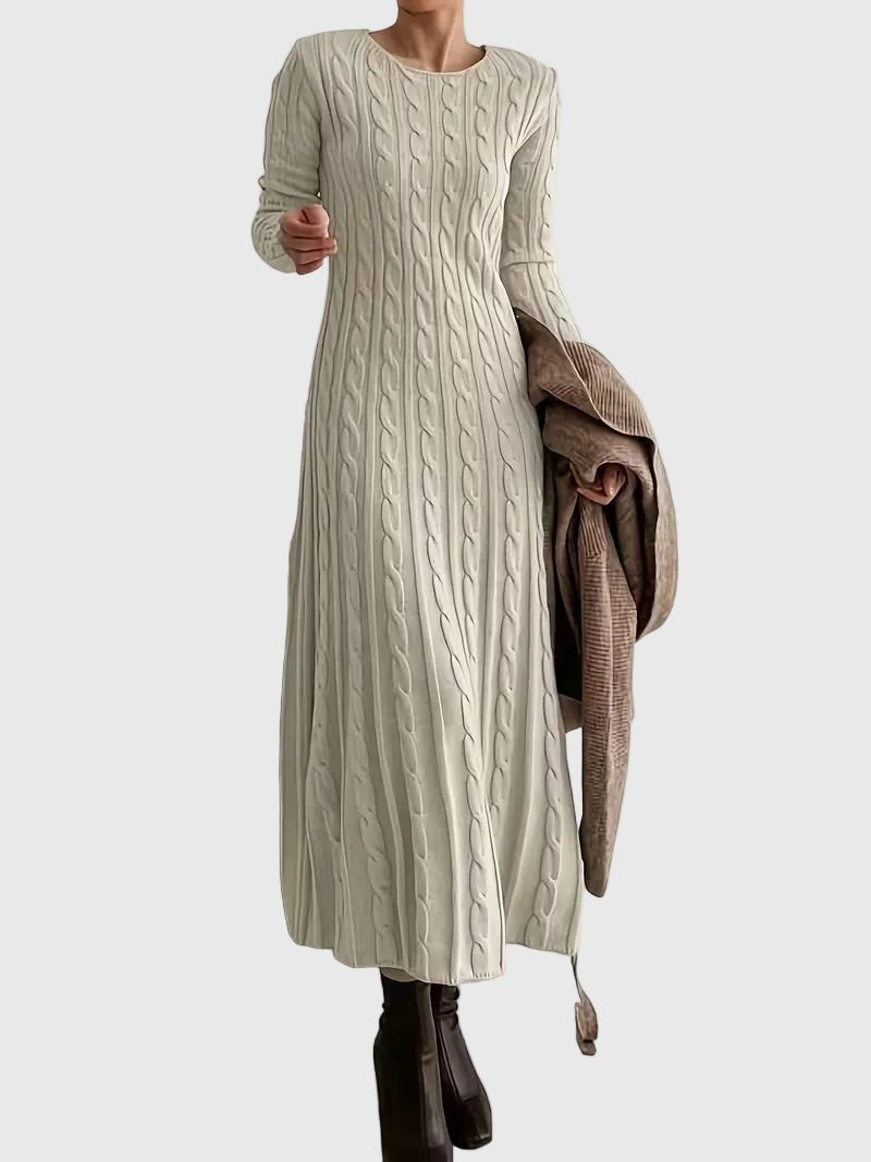 Greta | Robe maxi en tricot à manches longues avec motif en relief