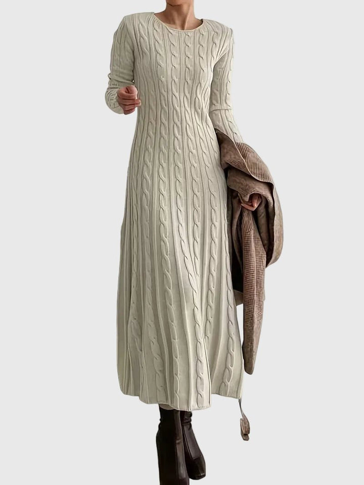 Greta | Robe maxi en tricot à manches longues avec motif en relief