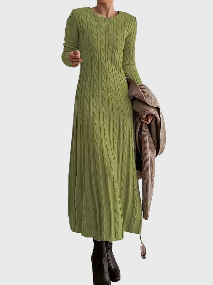 Greta | Robe maxi en tricot à manches longues avec motif en relief