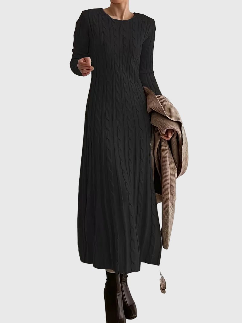 Greta | Robe maxi en tricot à manches longues avec motif en relief
