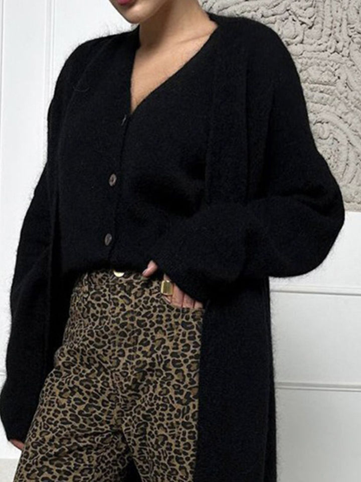 Veste en Tricot Longue Femme avec Devant Ouvert et Surface en Pile