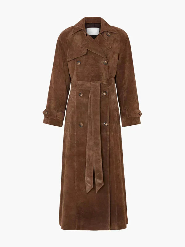 Manteau Long pour Femmes avec Ceinture et Revers Larges