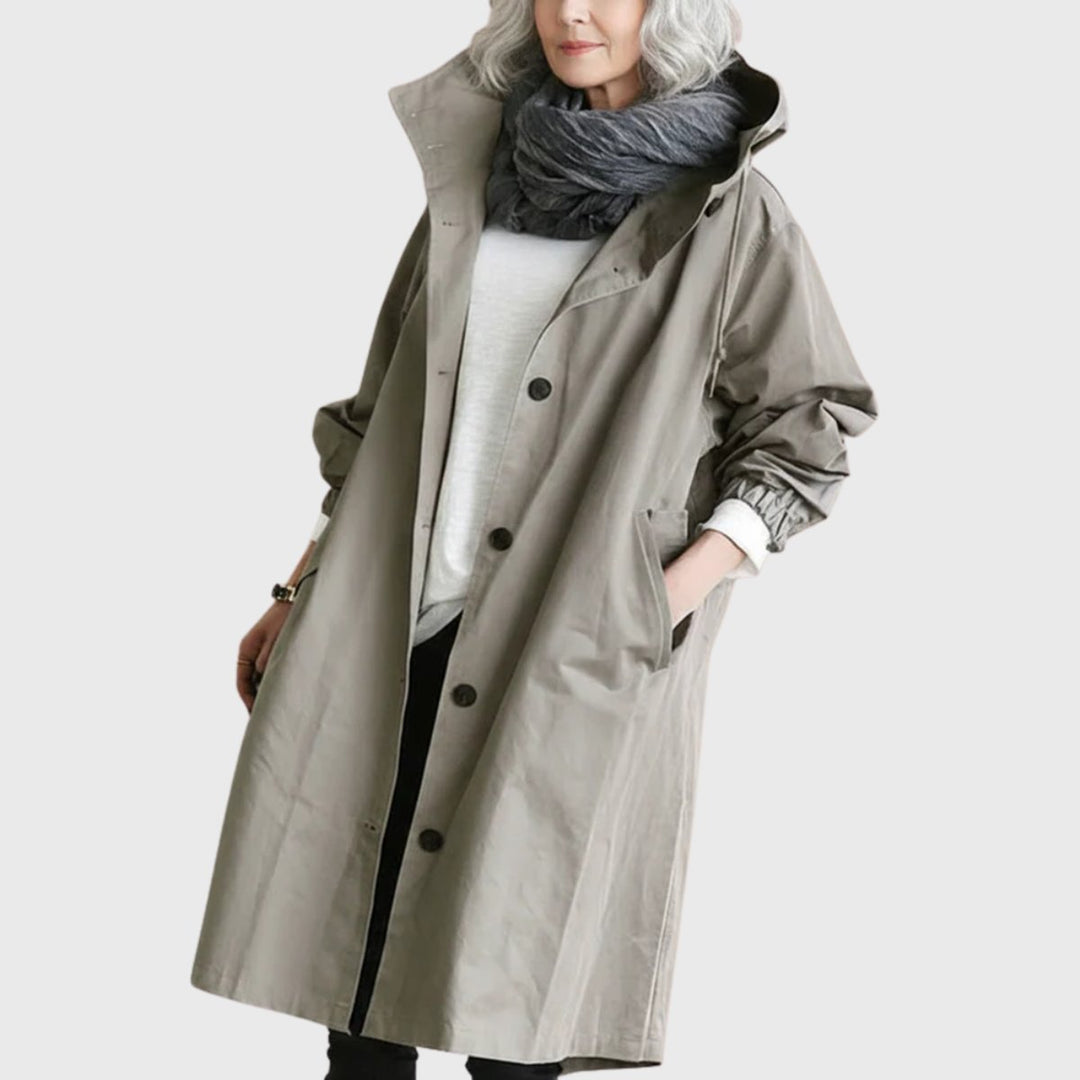 Clara | Manteau Trench Long Imperméable à Capuche pour Femmes Coupe Ample