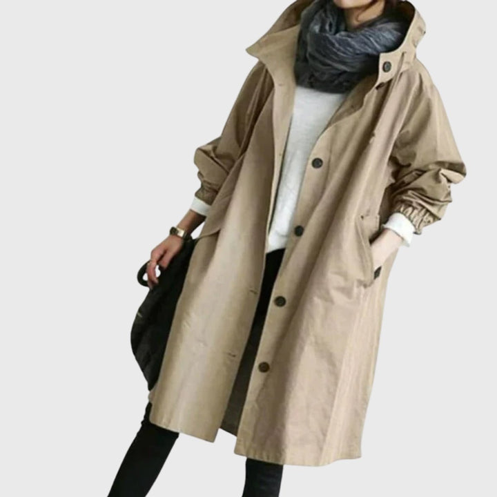 Clara | Manteau Trench Long Imperméable à Capuche pour Femmes Coupe Ample