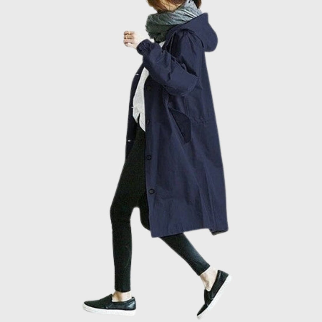 Clara | Manteau Trench Long Imperméable à Capuche pour Femmes Coupe Ample
