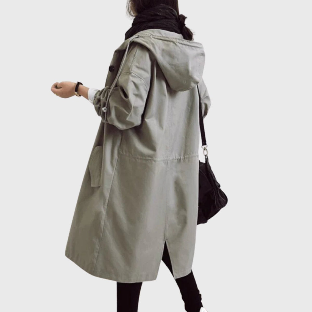 Clara | Manteau Trench Long Imperméable à Capuche pour Femmes Coupe Ample