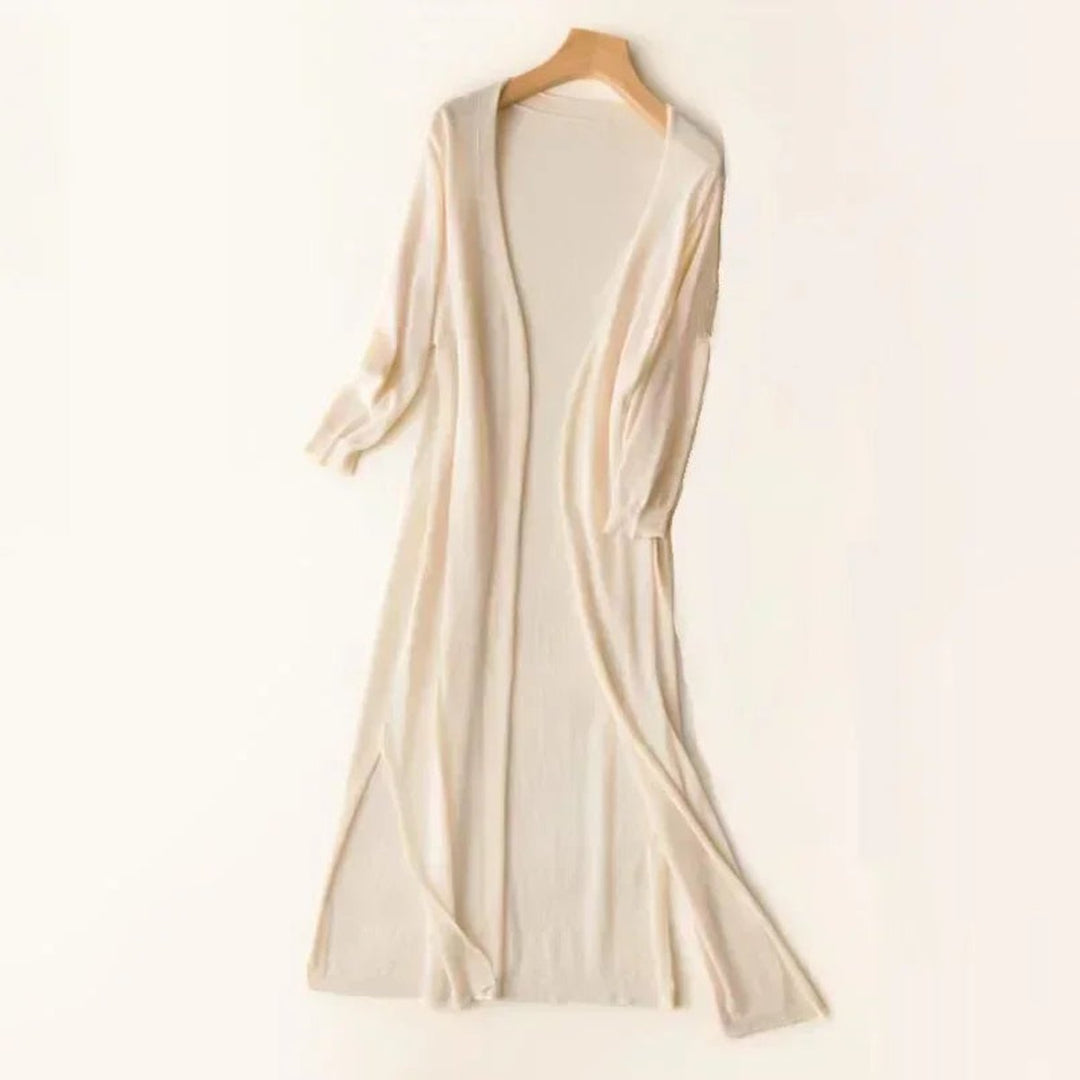 Luisa | Cardigan long léger en tricot pour femmes à décolleté en V