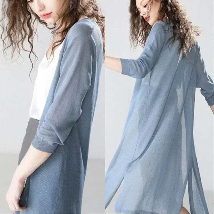 Luisa | Cardigan long léger en tricot pour femmes à décolleté en V